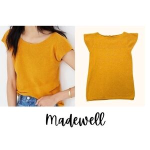Madewell Marigold Mustard Cap Sleeve Sweater Tee XXS Relaxed Boxy Fit
